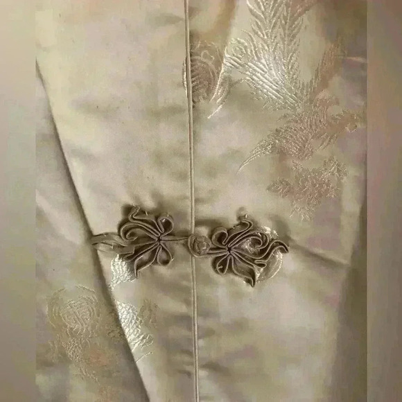VTG  GOLD YELLOW CHINESE BROCADE JACKET COAT EVENING COAT SMALL - Picture 4 of 10
